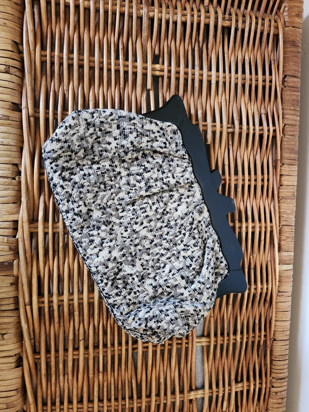 French Connection Black and White Tweed Frame Clutch